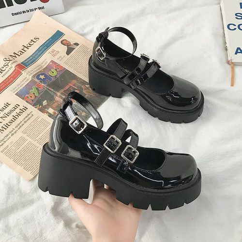 Chaussures Rimocyescarpins Talons Hauts En Cuir Verni Pour Femmeschaussures Mary Janes Plateformesangle De Rinçage Douce Et Bellechaussures Lolita Optiques De Printemps
