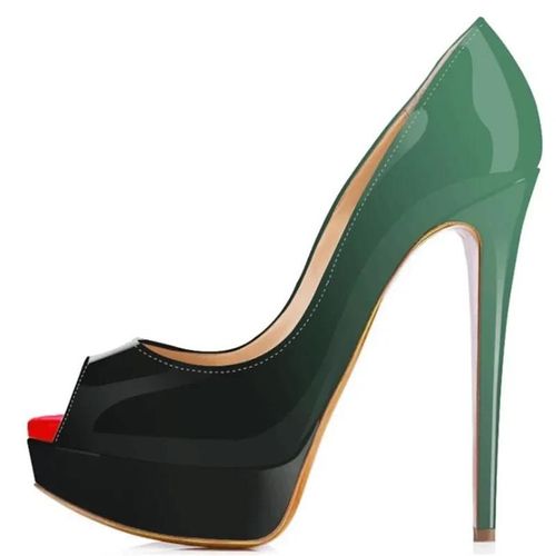 Chaussures Escarpins Peep Parker Plateforme Sexy Pour Femmestalons Extrêmement Hautscuir Verni Stilettochaussures De Mariage Rouges Pour Soirée Et Boîte De Nuit14cm
