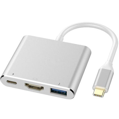 Argent 3 en 1 - Hub USB type c 3.1 vers HDMI 4K, adaptateur Thunderbolt 3, USB 2.0, RJ45, VGA, TF, lecteur SD, PD pour MacBook Pro 14 16 Air 13 M1