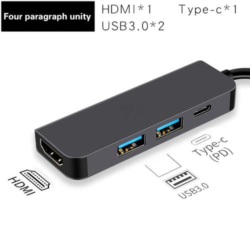 Moyeu 4 en 1 - Hub USB type c vers HDMI, adaptateur VGA 4K RJ45 Lan Ethernet SD TF USB C 3.0, vidéo de Type C pour MacBook Pro OTG