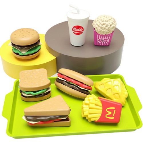 Jouets Maison De Jeu Pour Enfants, Simulation Détachable, Hamburger, Pain, Frites, Ensemble De Puzzle Nourriture Occidentale