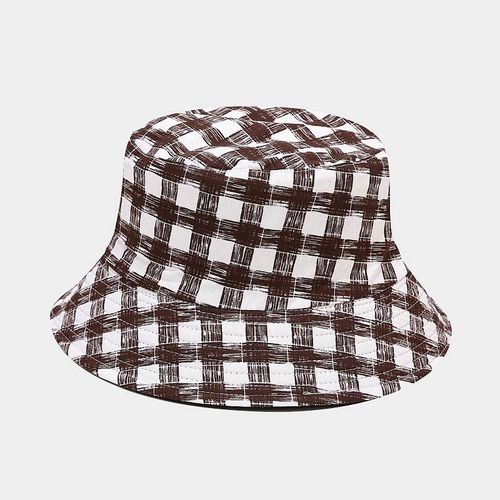 Chapeau Seau En Coton À Carreaux,Chapeau De Pêcheur,Chapeau De Voyage En Plein Air,Casquette De Soleil,Chapeaux Pour Hommes Et Femmes,155