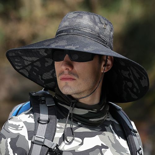 Casquette Chapeau Homme Bonnet Chapeau Pecheur Chapeau De Pêcheur Camouflage Imprimé Serpent À Bord De 15cm Pour Hommes,Casquette De Pêche,De Randonnée,D'alpinisme,De Soleil,Pour L'été,Protection Uv