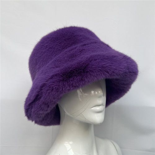 Bonnet De Bassin En Fausse Fourrure De Renard Pour Femme,Chapeau Épais,Arc-En-Ciel,Garder Au Chaud,Fête Décontractée,Festival De Musique,Mode Féminine,Automne,Hiver,E27