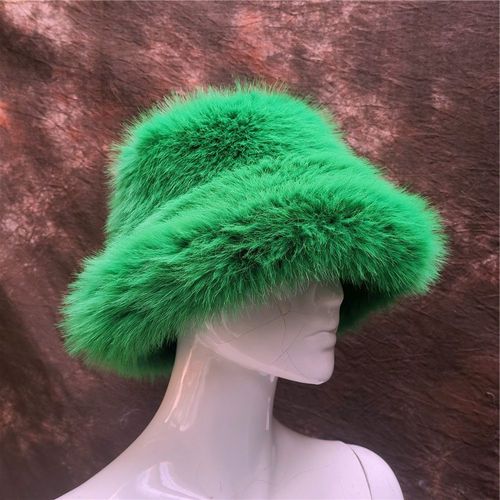 Bonnet De Bassin En Fausse Fourrure De Renard Pour Femme,Chapeau Épais,Arc-En-Ciel,Garder Au Chaud,Fête Décontractée,Festival De Musique,Mode Féminine,Automne,Hiver,E27