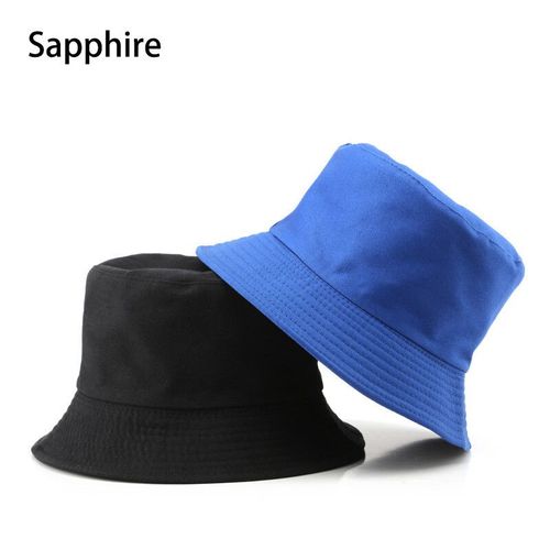 Bob En Coton Noir De Couleur Unie Double Face Simple Pour Hommes Et Femmes,Bob Hip Hop,Panama,Pêche À La Plage,Casquette De Soleil Décontractée