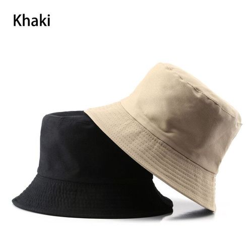 Bob En Coton Noir De Couleur Unie Double Face Simple Pour Hommes Et Femmes,Bob Hip Hop,Panama,Pêche À La Plage,Casquette De Soleil Décontractée