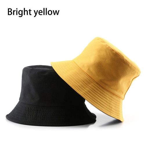 Bob En Coton Noir De Couleur Unie Double Face Simple Pour Hommes Et Femmes,Bob Hip Hop,Panama,Pêche À La Plage,Casquette De Soleil Décontractée