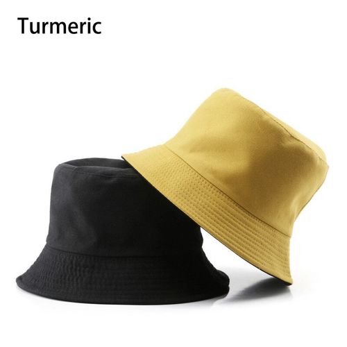 Bob En Coton Noir De Couleur Unie Double Face Simple Pour Hommes Et Femmes,Bob Hip Hop,Panama,Pêche À La Plage,Casquette De Soleil Décontractée