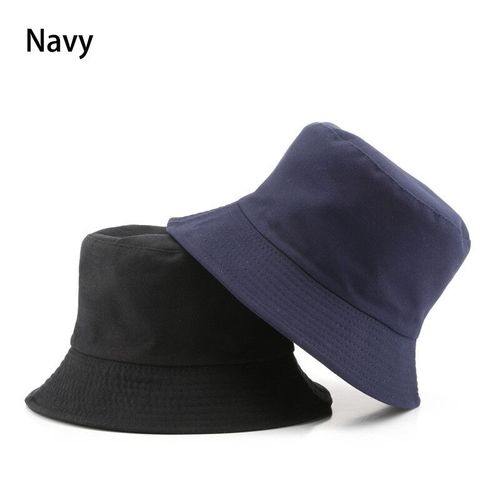 Bob En Coton Noir De Couleur Unie Double Face Simple Pour Hommes Et Femmes,Bob Hip Hop,Panama,Pêche À La Plage,Casquette De Soleil Décontractée