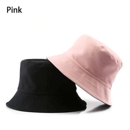 Bob En Coton Noir De Couleur Unie Double Face Simple Pour Hommes Et Femmes,Bob Hip Hop,Panama,Pêche À La Plage,Casquette De Soleil Décontractée