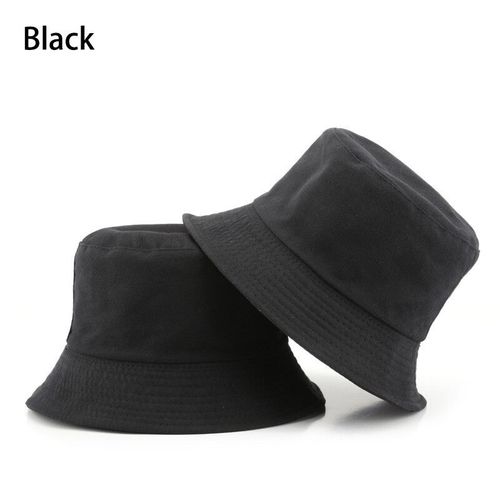 Bob En Coton Noir De Couleur Unie Double Face Simple Pour Hommes Et Femmes,Bob Hip Hop,Panama,Pêche À La Plage,Casquette De Soleil Décontractée