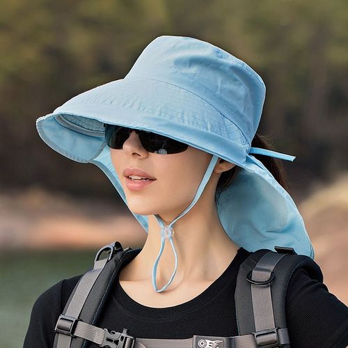 Chapeau De Pêche Anti-Uv Pour Femme,Châle Intégré,Chapeau De Soleil,Chapeau De Plage Pour Femme,Chapeau De Randonnée,N?Ud Solide,Été,E27