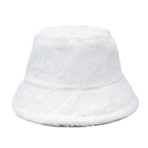 Faux Fur Winter Bucket Hat For Women High Quality Solid Warm Female Cap Outdoor Sunscreen Sun Fisherman Hat Panama Lady Cap