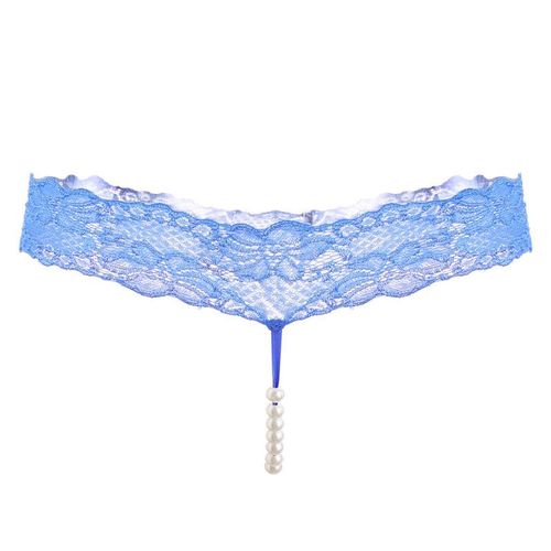 Culottes Sexy En Dentelle Pour Femme,Pantalon En Dentelle De Couleur Unie Originale Massage Perlé String Transparent Marchandises Étrangeres, Bleu