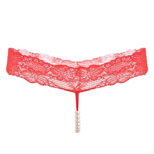 Culottes Sexy En Dentelle Pour Femme,Pantalon En Dentelle De Couleur Unie Originale Massage Perlé String Transparent Marchandises Étrangeres, Rouge