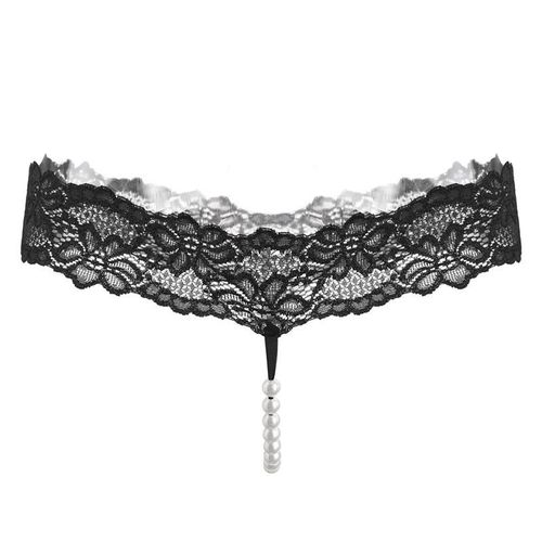 Culottes Sexy En Dentelle Pour Femme,Pantalon En Dentelle De Couleur Unie Originale Massage Perlé String Transparent Marchandises Étrangeres, Noir