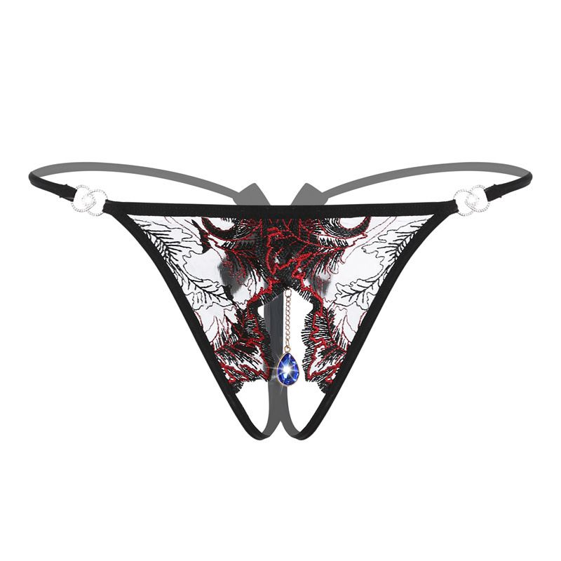 Culottes Sexy En Dentelle Pour Femme,String Pendentif Brod ... - 3