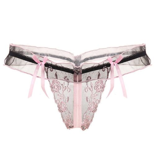 Culottes Sexy En Dentelle Pour Femme,Sous-Vetement Transparent Brodé A L'entrejambe Ouverte Femme Taille Unique String En Dentelle Mignon Marchandises Du Commerce Extérieur, Rose