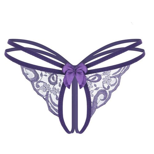 Culottes Sexy En Dentelle Pour Femme,Traitement D'explosion De Mode String Transparent Sans Pantalon En Dentelle, Rouge