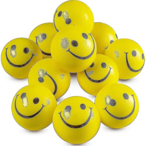 Shao Saytay Smile Face Stress Balls (Paquet En Vrac De 24) Pour Les Enfants Et Les Adultes, 2 Pouces Jaune Amusant Happy Face Squeeze Balls Pour Le Soulagement De L¿Anxiété, Thérapie Des Mains