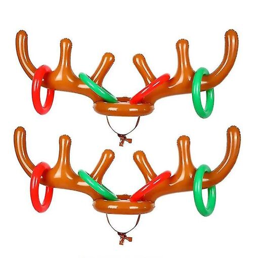 2 Set Jeu de bois de renne gonflable, (2 bois gonflables, 8 anneaux...