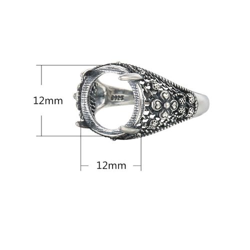 Bague Réglable Vintage Classique En Argent Regardé 925,Base Vierge,Cabochons Ronds Appropriés,Camée Pour Bricolage,Accessoires Exécutifs