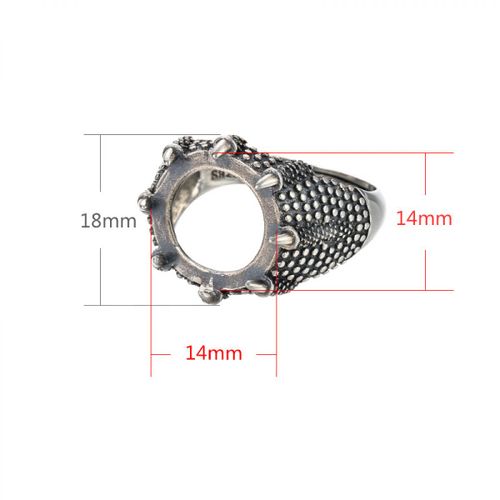 Bague Réglable Vintage Classique En Argent Regardé 925,Base Vierge,Cabochons Ronds Appropriés,Camée Pour Bricolage,Accessoires Exécutifs