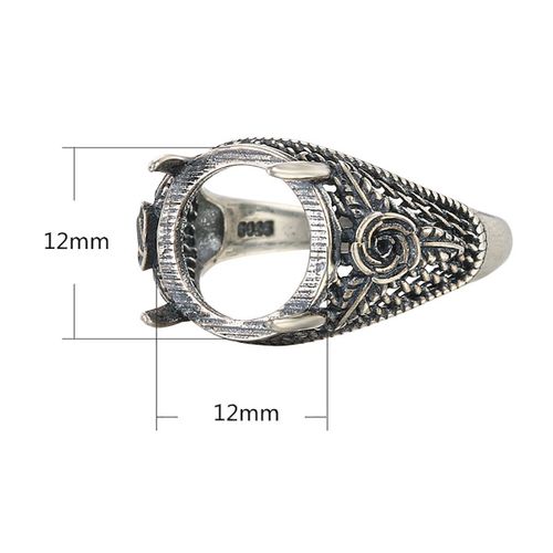 Bague Réglable Vintage Classique En Argent Regardé 925,Base Vierge,Cabochons Ronds Appropriés,Camée Pour Bricolage,Accessoires Exécutifs