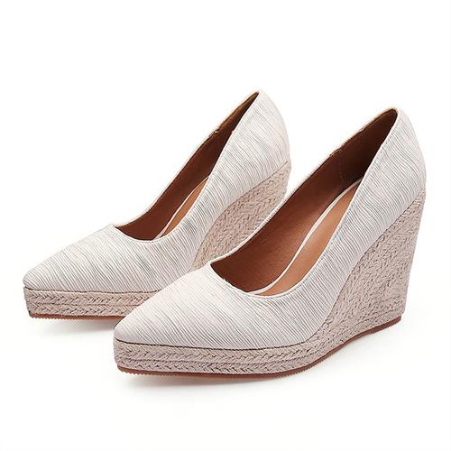 Espadrilles En Satin À Bout Pointu Pour Femmes,Nouvelles Chaussures D'automne À Semelle Compensée En Jute Pour Pêcheur,Escarpins À Talon Haut Et Coupe Basse,Plate-Forme En Paille Pour Femmes