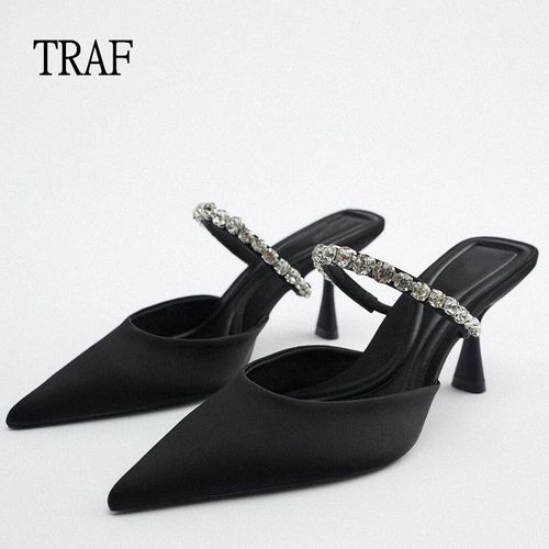 Traf-Sandales À Talons Noirs Élégants Pour Femme,Escarpins À Pointe Haute,Printemps Et Été,2024 - 38