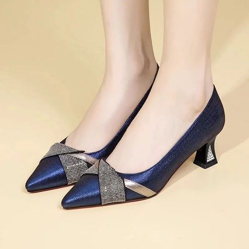 Chaussures Chaussures Classiques Talons Hauts Pour Femmesescarpins Confortablesbleu Marinecristal Brillantprintemps Ettée357