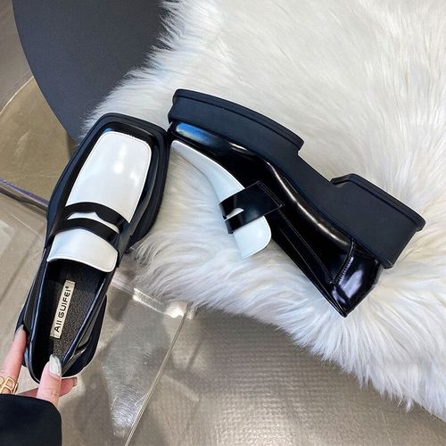Chaussures Mocassins Bout Carré Pour Femmesstyle Bfen Cuir Vernià Plateformeescarpins Pour Femmeschaussures Oxford Talonspaisjkprintemps