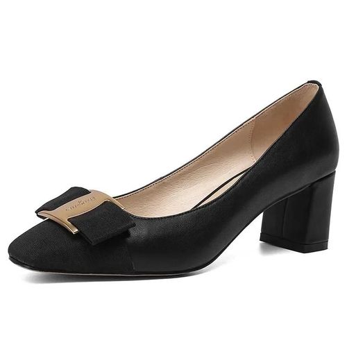 Chaussures Chaussures Talons Hauts En Cuir N?ud Moyen Pour Femmeschaussures Talons Optiques Tout Assortiesmodelégantetempéramentprintemps