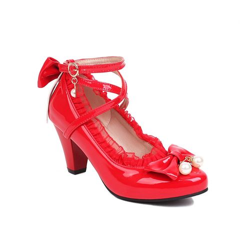 Chaussures Escarpins Talons Hauts Avec Sangle Croisée Pour Femmechaussures Princesse Lolitablancrougenoirstring Perlenministériels Dixde Mariagecosplaymary Essenceprintemps