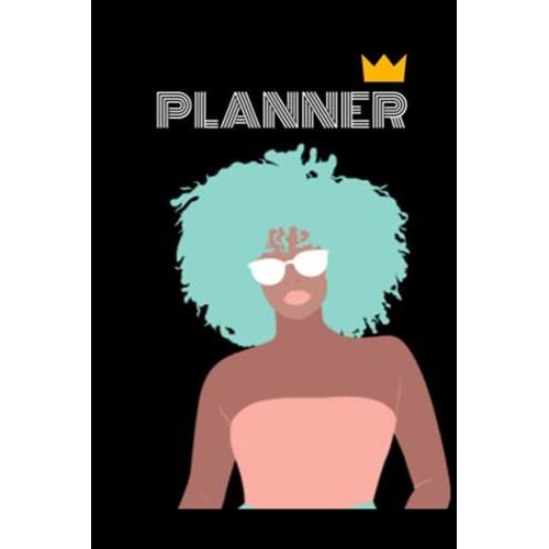 Light Blue Black Girl Magic/Queen Planner Academic, Personal, And Work Place Planner With Weekly And Daily Planner/ Agenda (Ankara/ African Print Notebook, Stationary)