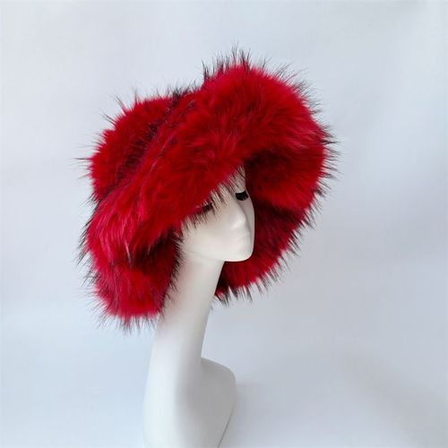 Chapeau De Seau Imitation Fourrure De Raton Laveur Pour Femme,Surdimensionné,Chaud,Épaissi,Hiver,Y2k,2006