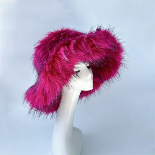 Chapeau De Seau Imitation Fourrure De Raton Laveur Pour Femme,Surdimensionné,Chaud,Épaissi,Hiver,Y2k,2006