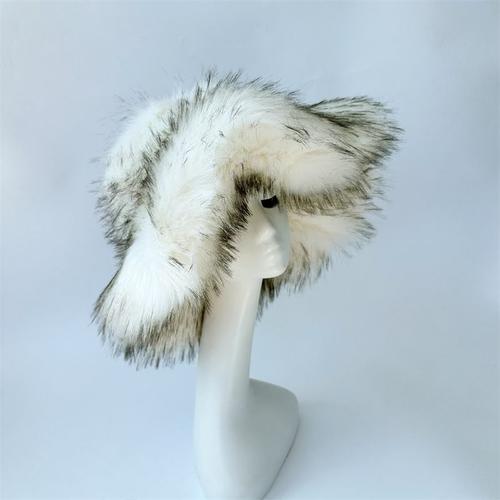 Chapeau De Seau Imitation Fourrure De Raton Laveur Pour Femme,Surdimensionné,Chaud,Épaissi,Hiver,Y2k,2006