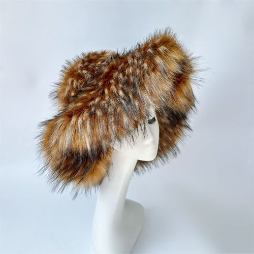 Chapeau De Seau Imitation Fourrure De Raton Laveur Pour Femme,Surdimensionné,Chaud,Épaissi,Hiver,Y2k,2006