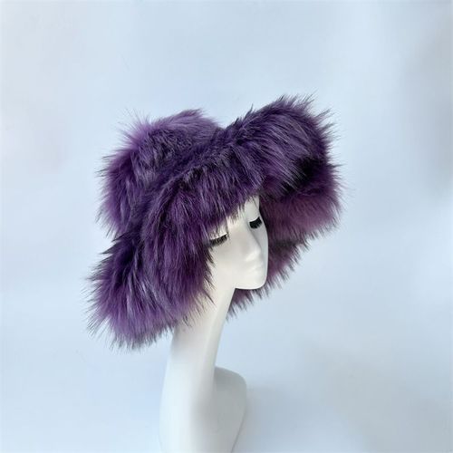 Chapeau De Seau Imitation Fourrure De Raton Laveur Pour Femme,Surdimensionné,Chaud,Épaissi,Hiver,Y2k,2006