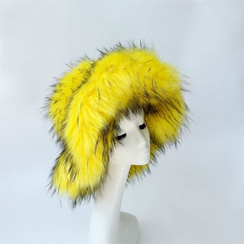 Chapeau De Seau Imitation Fourrure De Raton Laveur Pour Femme,Surdimensionné,Chaud,Épaissi,Hiver,Y2k,2006