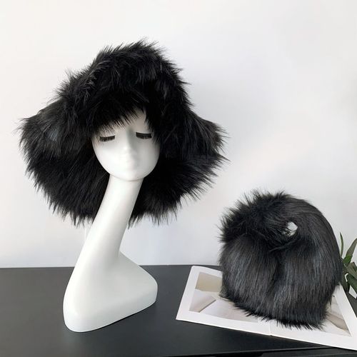 Chapeau De Seau Imitation Fourrure De Raton Laveur Pour Femme,Surdimensionné,Chaud,Épaissi,Hiver,Y2k,2006