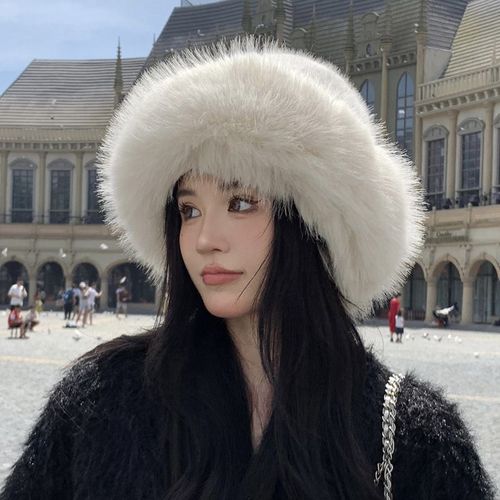 Chapeau De Seau Imitation Fourrure De Raton Laveur Pour Femme,Surdimensionné,Chaud,Épaissi,Hiver,Y2k,2006