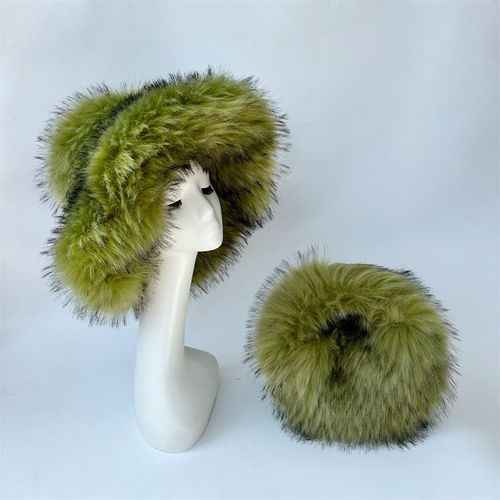 Chapeau De Seau Imitation Fourrure De Raton Laveur Pour Femme,Surdimensionné,Chaud,Épaissi,Hiver,Y2k,2006