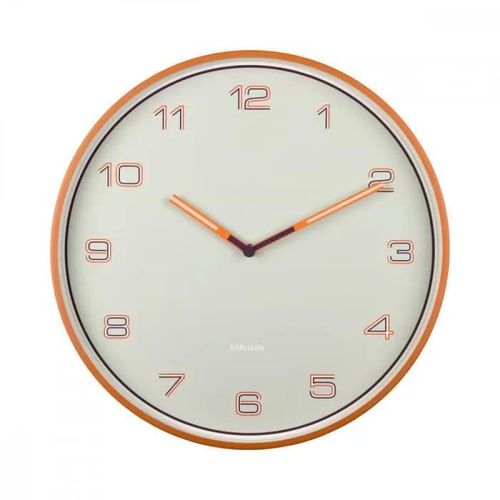 Horloge Lined Numbers D40cm - Present Time - Orange -