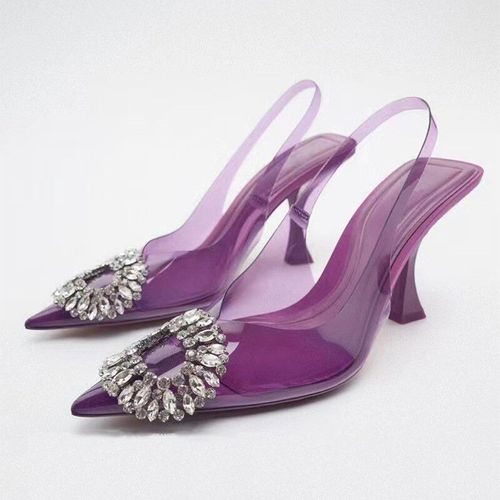 Chaussures Escarpins Transparents En Strass Pour Femmechaussures De Mariagesandales Talons Hautssexyixprintempsté