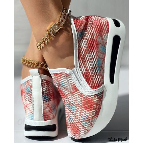 Chaussures Baskets En Maille Brodée Florale Pour Femmechaussures Talons Confortables Et Décontractées