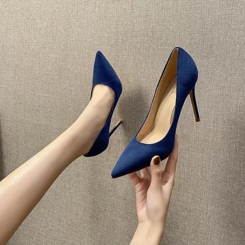 Escarpins À Bout Pointu Pour Femmes,Chaussures Bleues À Talon Haut Et Fin De 6cm,Pour Banquet,39 40 41