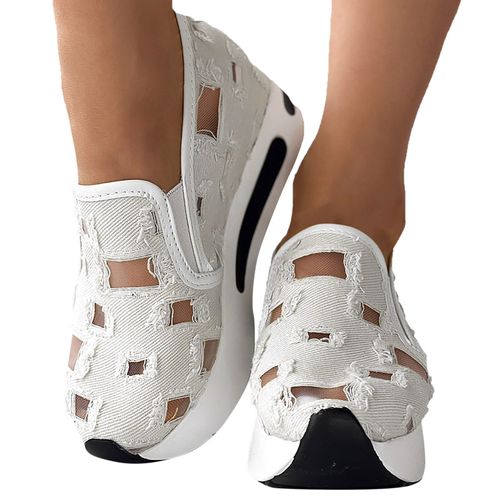 Chaussures Baskets En Maille Brodée Florale Pour Femmechaussures Talons Confortables Et Décontractées